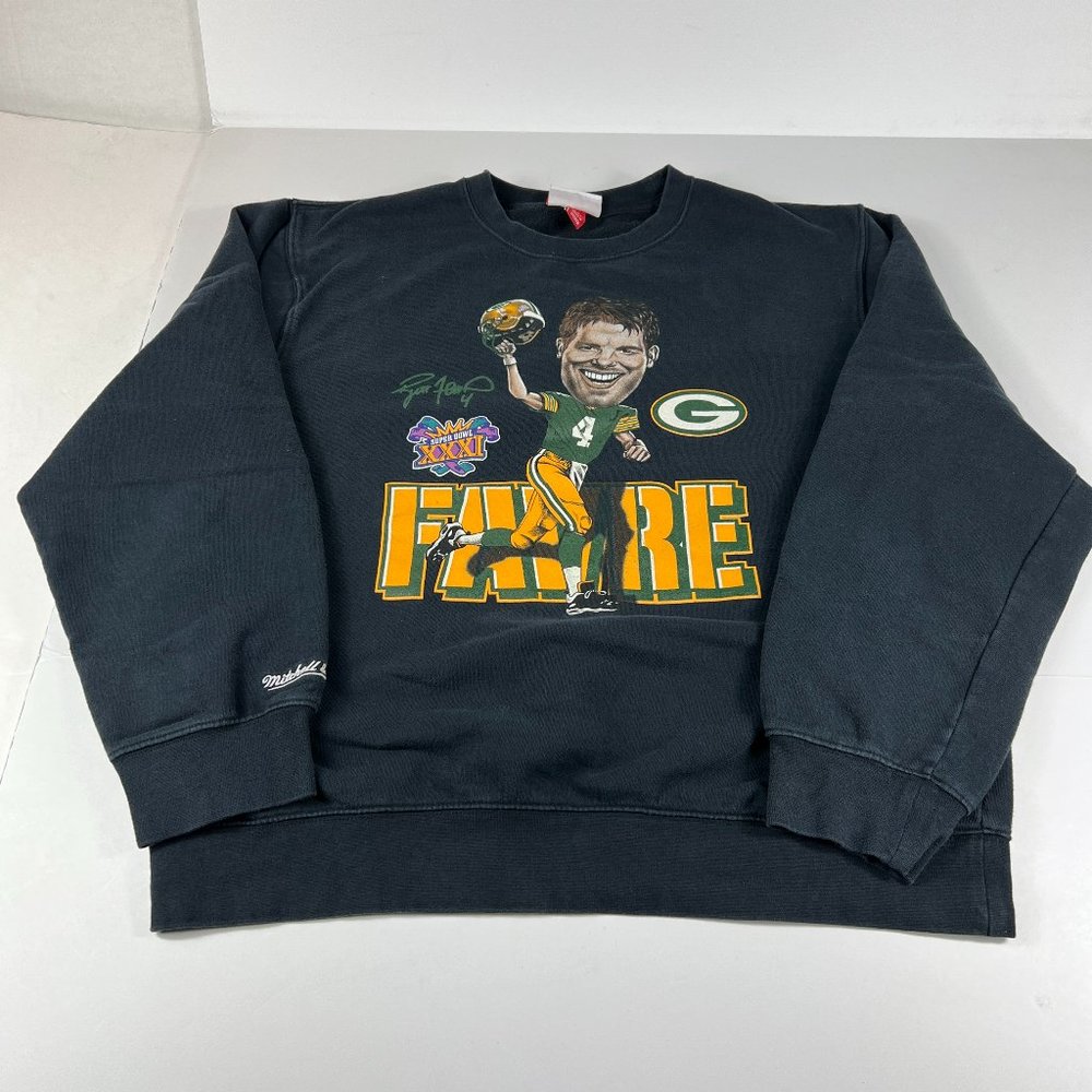 Mitchell Ness Sweatshirt Extra Large Brett Favre Super Bowl XXXI Black Crewneck